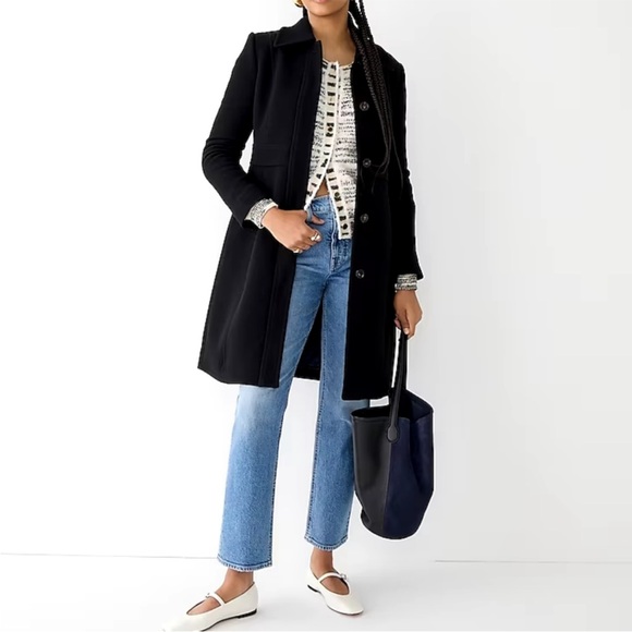 J Crew Lady Day Coat Italian Double Cloth Wool Black 6 - Picture 2 of 12
